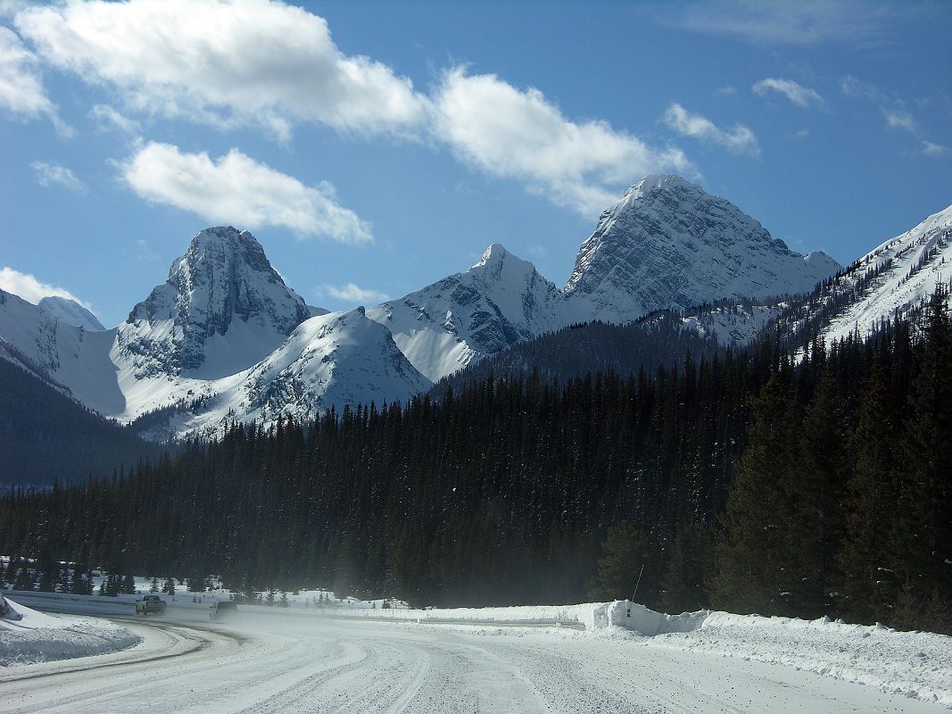 11 Commonwealth Peak, Sharks Tooth, and Mount Birdwood From Highway 742 Smith-Dorrien Spray Trail In Kananaskis In Winter